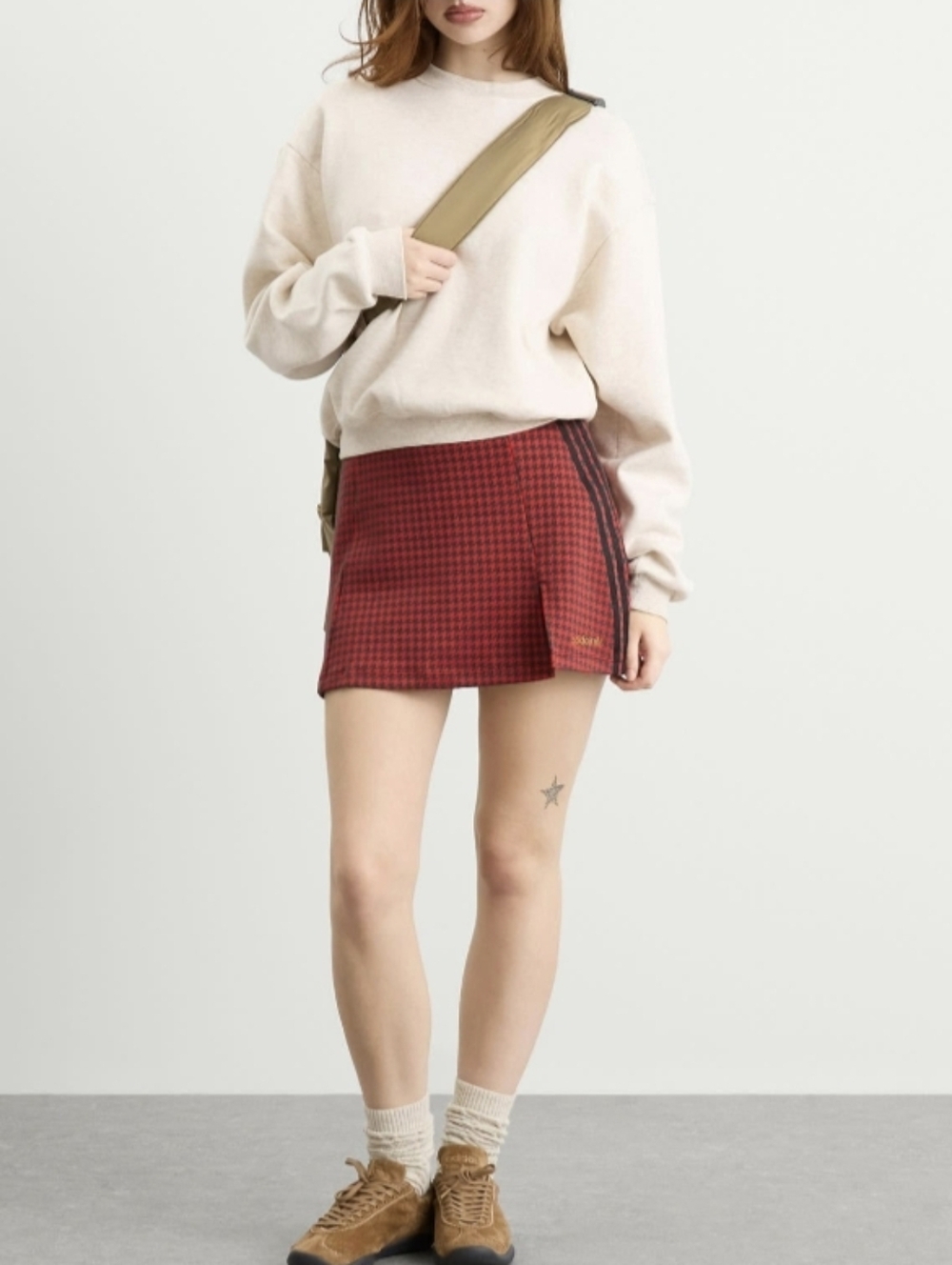 NWT adidas Red Houndstooth Mini Skirt Set - Picture 2 of 5